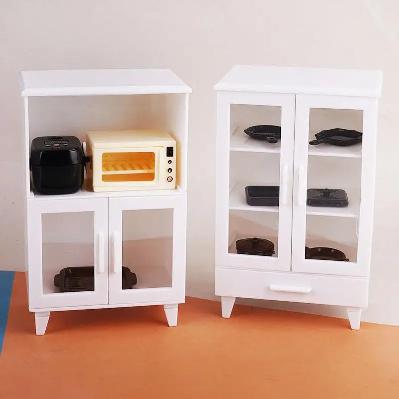 1 conjunto de móveis para casa de bonecas, modelo de cozinha, kit de cozinha, panelas de arroz em miniatura, armário 1:12, mini comida, acessórios para brincar de fingir