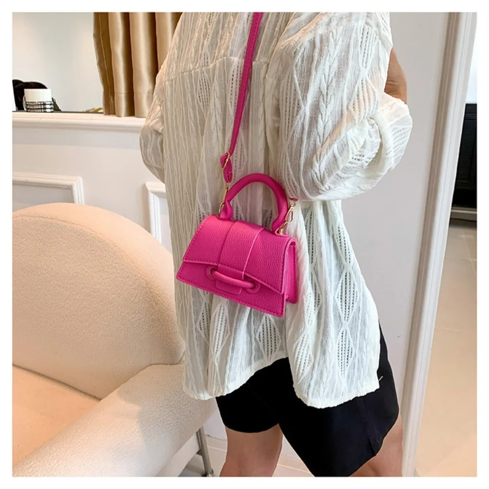 High Quality Fashion PU Leather Bag Solid Color Shoulder Crossbody Bag Cute Buckle Square Bag Hand Carry Small Bag Messenger Bag