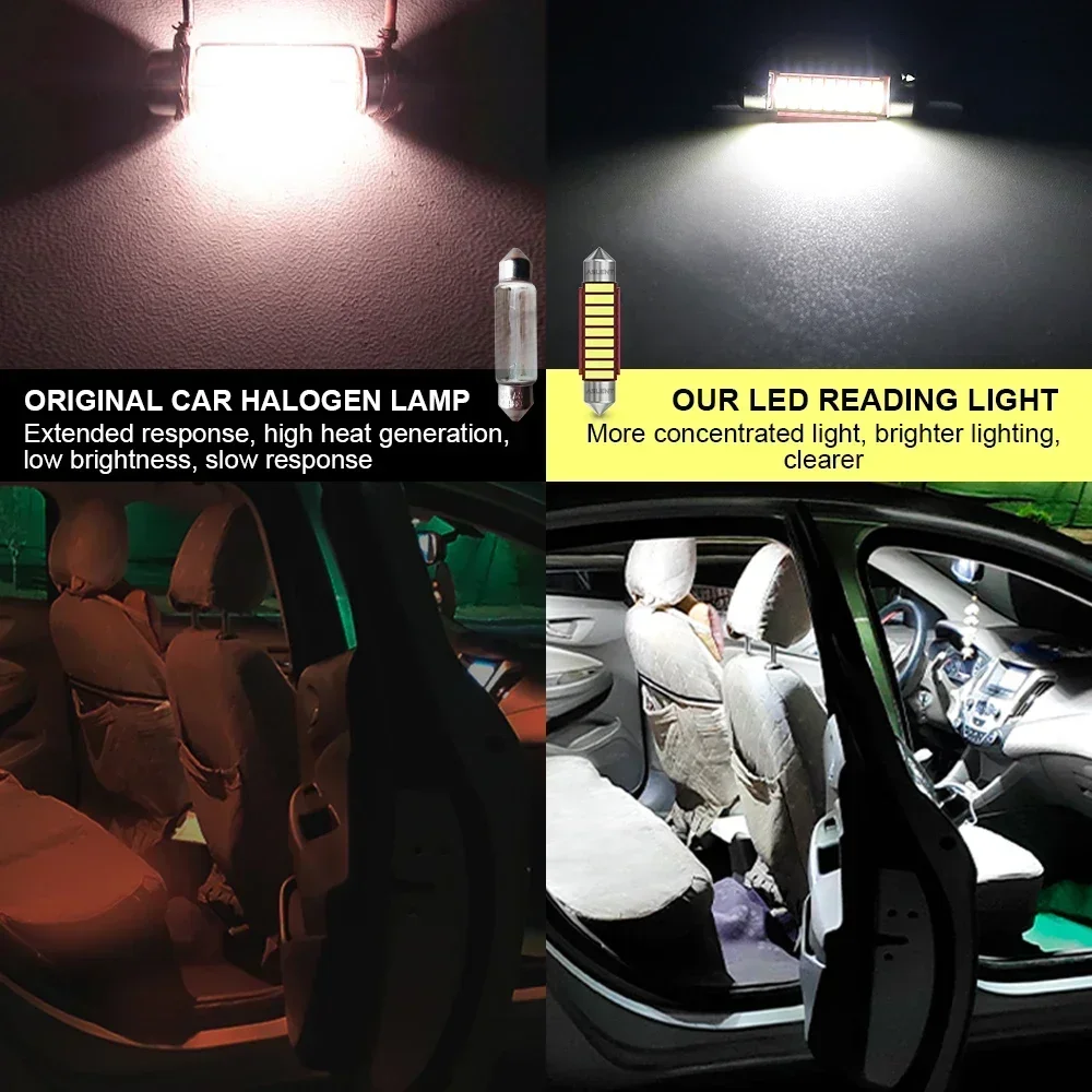 6X Festoon Led C5W 31 36 39 41mm Car Lights Canbus 7020SMD Dome Light 12V 4000K 6000K Warm White Crystal Blue License Plate Lamp
