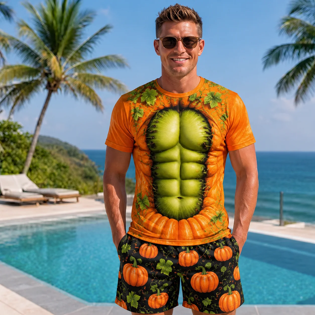 Mens Funny Cabbage Muscle 3D Print T Shirt Vegetable Graphic Tee Quick Dry Breathable Summer Beach Casual Streetwear Top