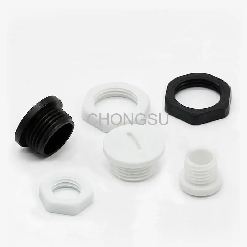 1/5/10pcs M12-M32 Plastic Plug Waterproof Nylon Thread Hole Plug Black/White Hole Cap Sealing Cover With Rubber Nylon