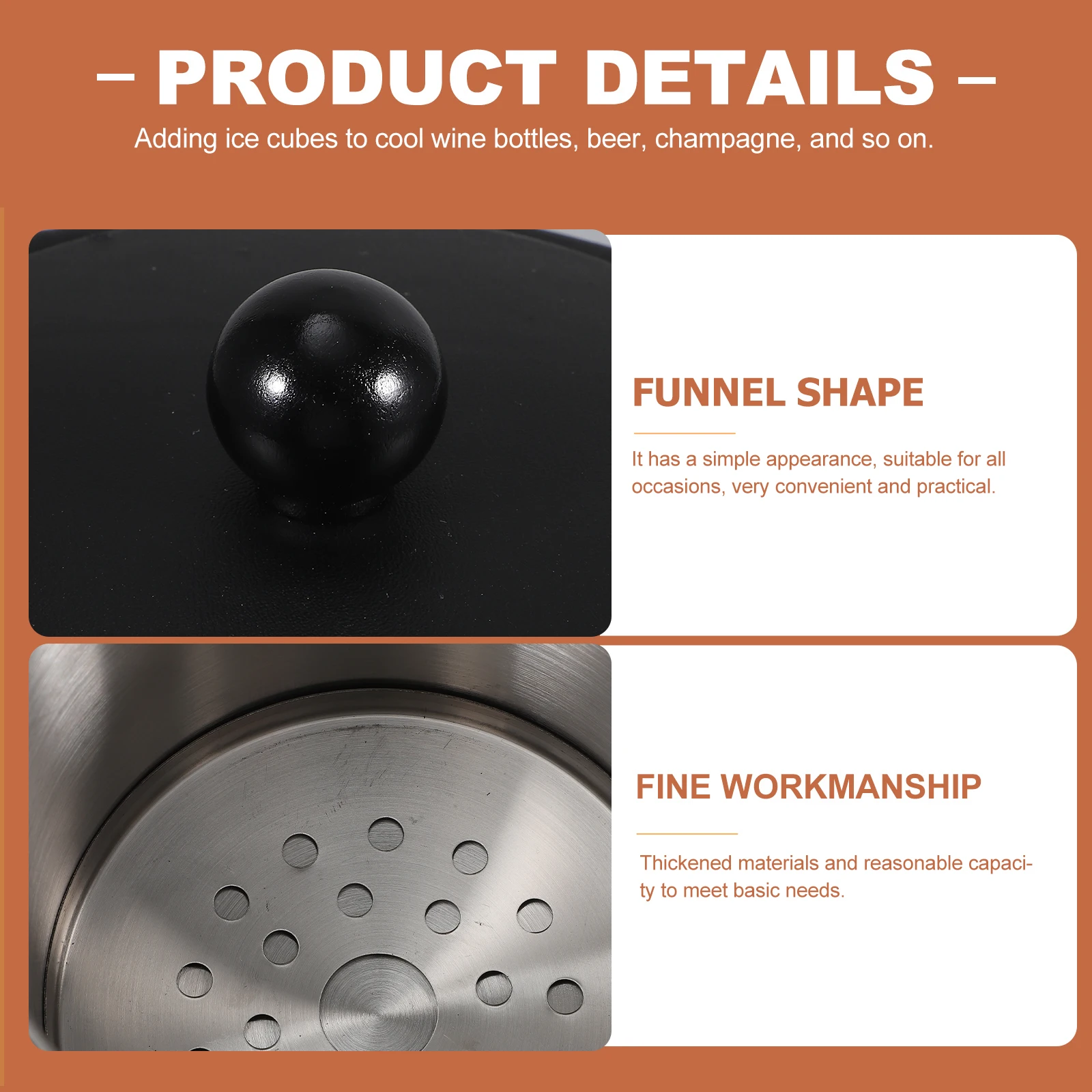 

1pc Stainless Steel Silver Thickened Beer Cooling with Lid Tongs Party Tool Sturdy Cooling for Gatherings for