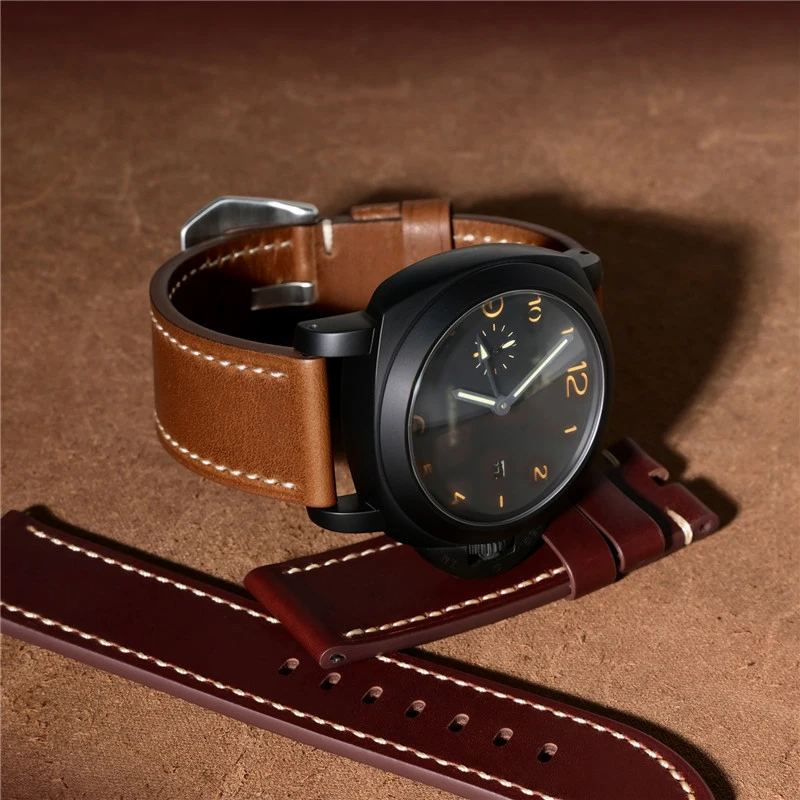 Correa de cuero genuino de 20mm, 22mm, 24mm y 26mm para Panerai, correa de reloj impermeable de cuero de vaca de liberación rápida para hombre y mujer, correa de reloj para Seiko