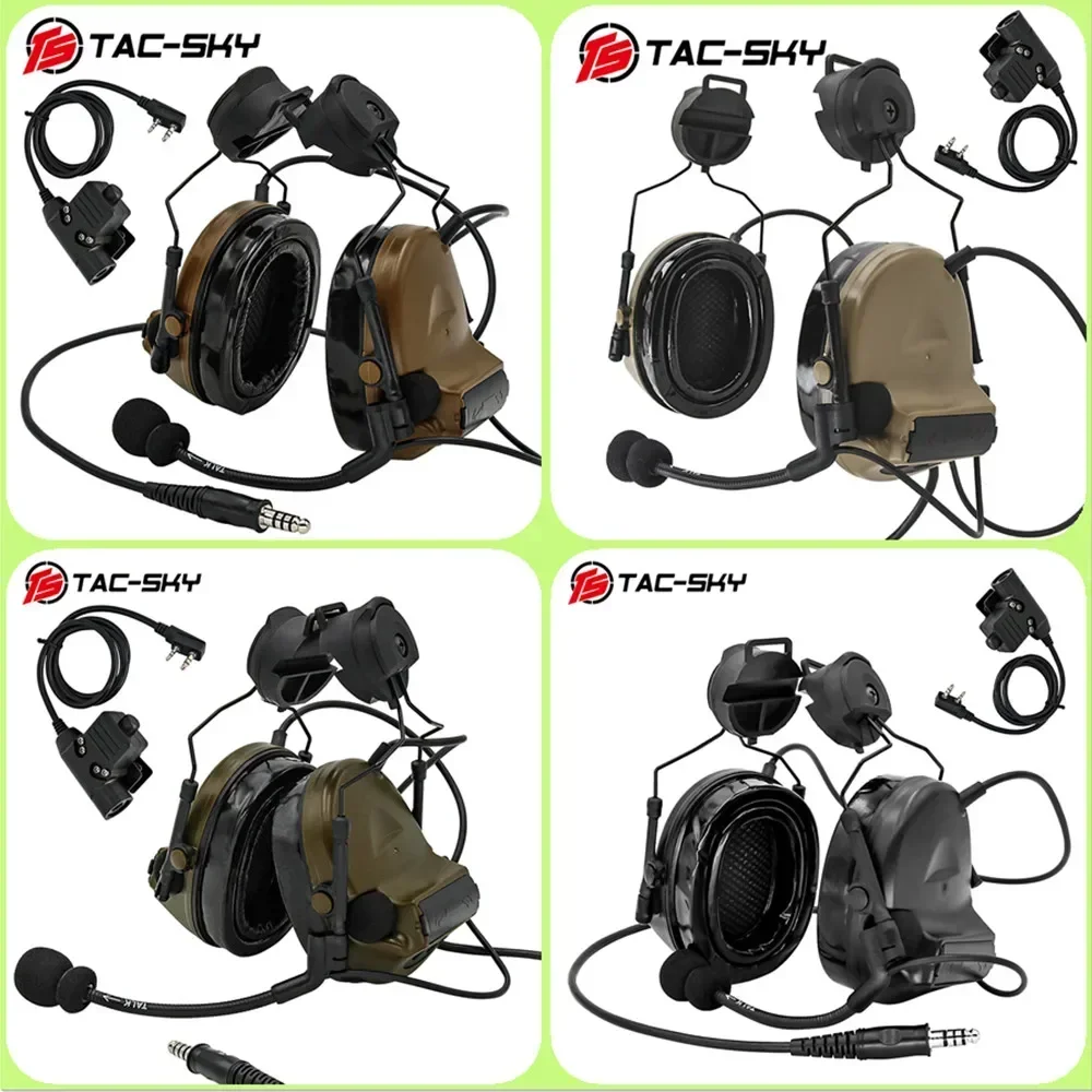 

TAC-SKY TSC2 Tactical Headset Noise Reduction TSCII Headset Airsoft Hooting Headphones with Tactical U94 Ptt for ARC Rail Helmet