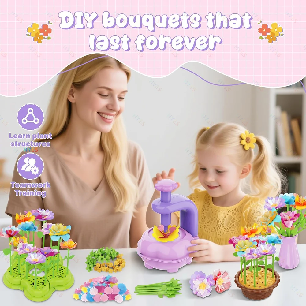 Kids DIY Flower Bouquet Kit Educational Crafts Set DIY Flower Arrangement Children's Toy Make Own Gift for Birthday Holiday