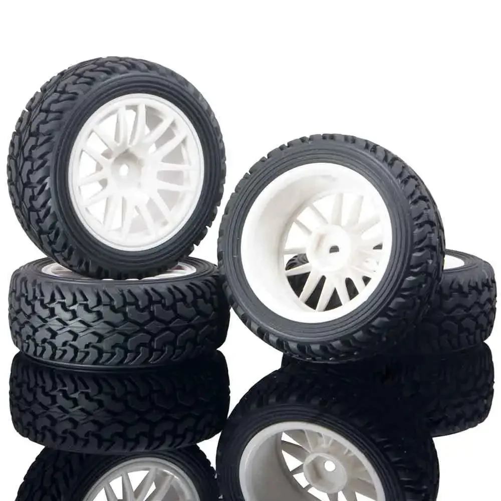 RC 9062W-8019 Green Rally Tires & Wheel Rims 4P For HSP 1:10 On-Road Rally Car