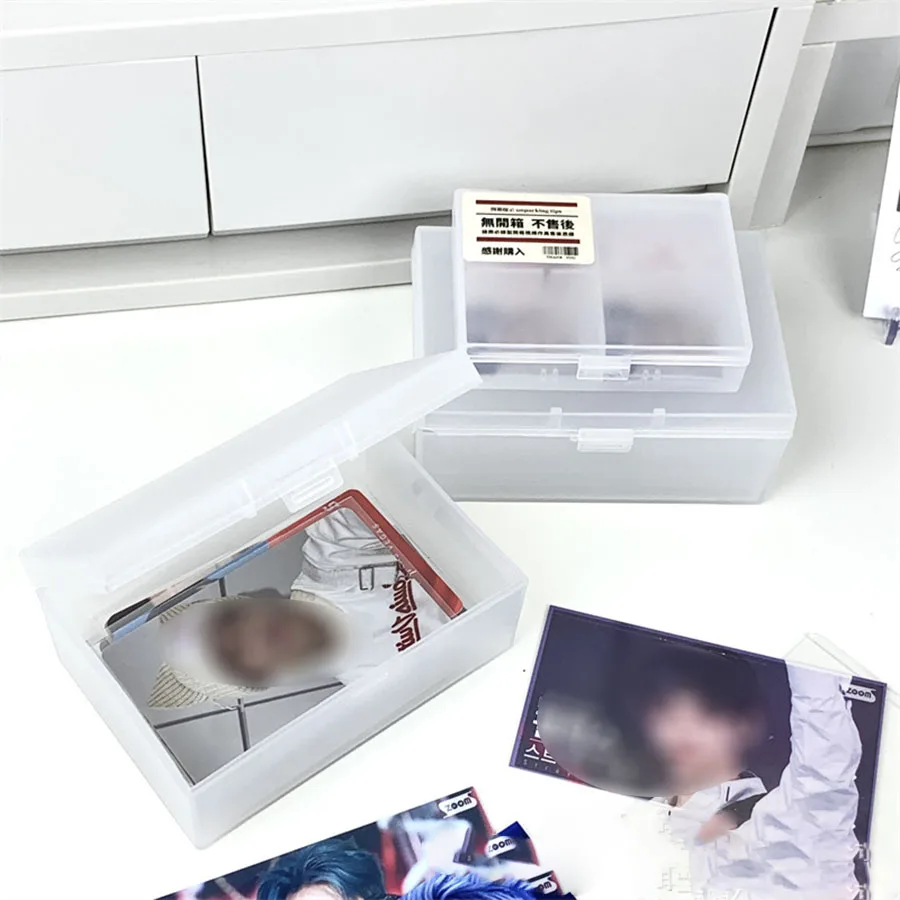 Sharkbang Frosting Flip Storage Box Transparent Desktop Organizer S/L Postcards Stickers Box Subpackage Holder Stationery