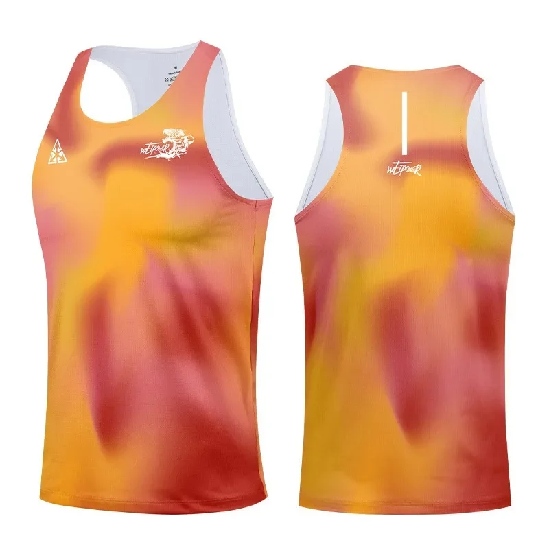 

2025 New sporty printed men's and women's vests, breathable and sweat-absorbing marathon running training suits