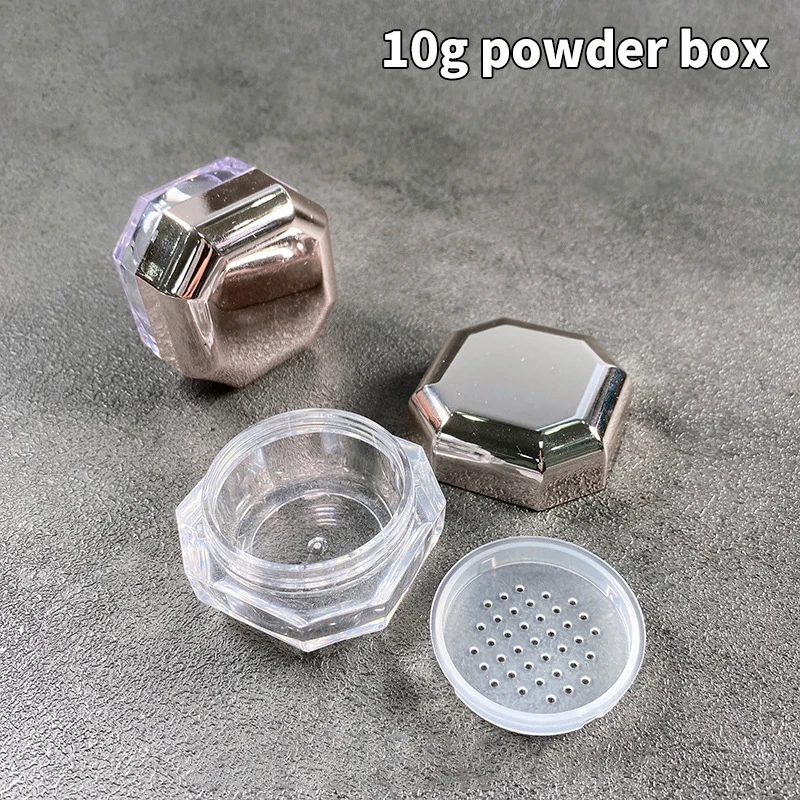 10g Plastic Empty Loose Powder Jar Makeup Puff Box Sifter Container Cosmetic Pot Portable Loose Powder Box Refillable Pot