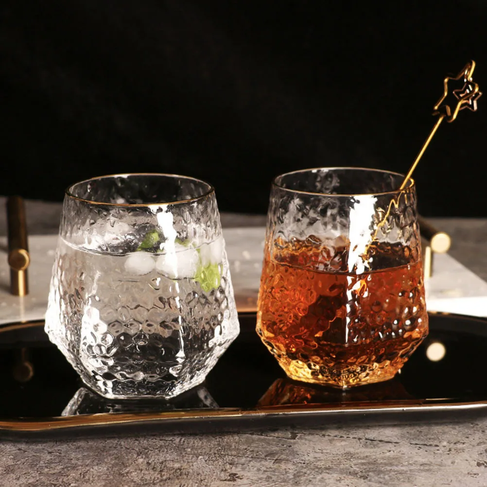 

Hammered Glass Water Cup Transparent Beverage Container Practical Juice Glasses for Home Office Use Water Cup