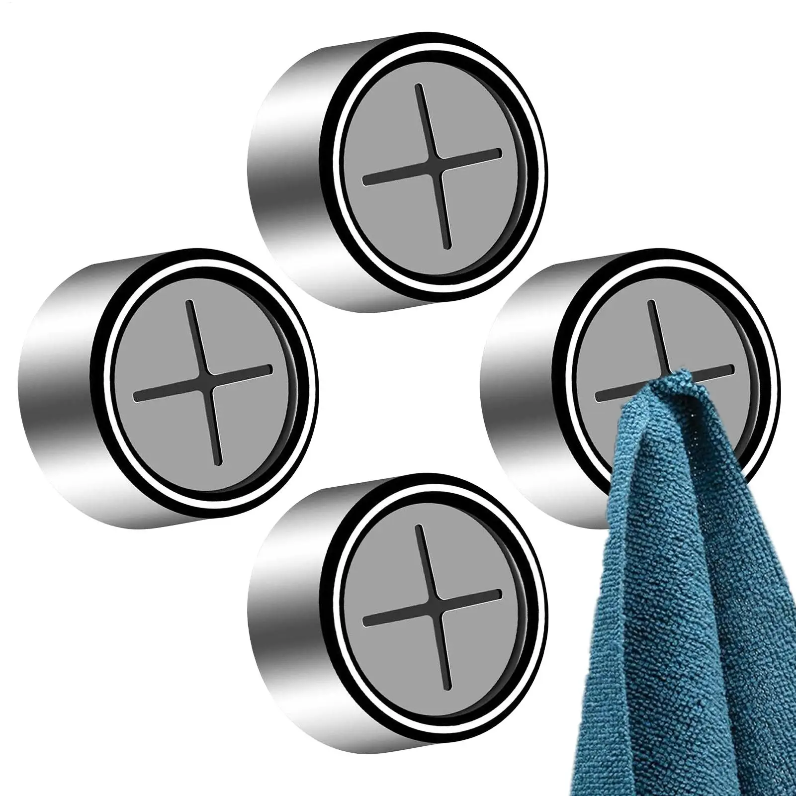 

Towel Hooks 4 Pieces Push Towel Hooks Storage Hanger Utility Organizer For Closet Entryway Rag Dish Cloth Bathroom Kitchen