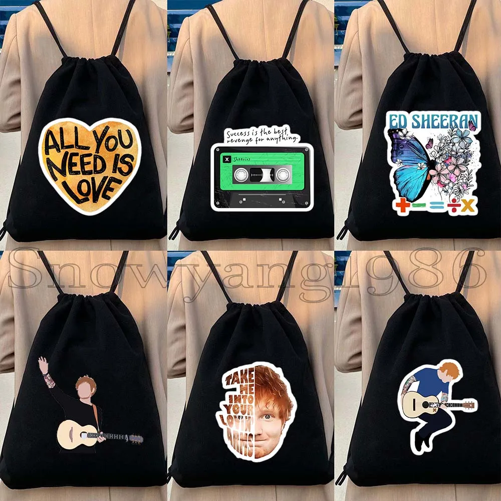 Ed Sheeran Lover Funny Cute Music Fan Gifts Drawstring Bags Soccer Backpack Gym Sackpack Gifts String Bag for Hiking Sports Yoga