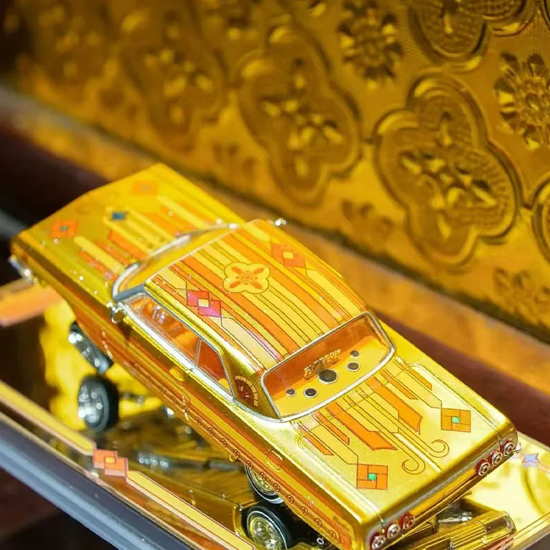 In Stock 97m X Dickid Collaboration 1:64 1964 Impala Blossom Glass Limited Exhibition Edition Diecast Alloy Lowrider Car Model