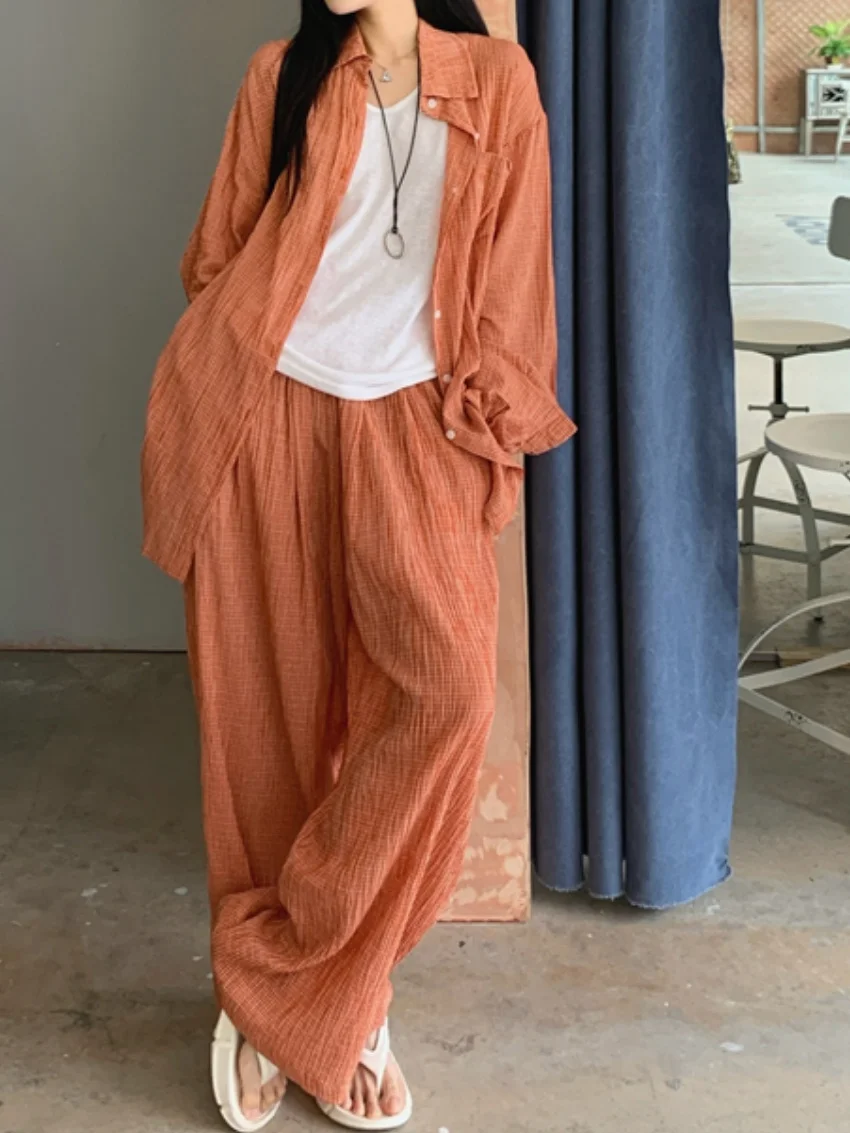 

Женские костюмы Alien Kitty в ленивом стиле, повседневные уличные повседневные минималистичные солнцезащитные рубашки 2025 года, свободные летние офисные женские брюки