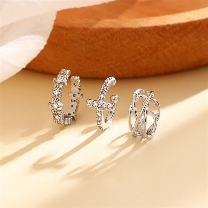 1Pcs Y2K Ear Cuff Ear Clip Without Hole Cross Earring for Women Cartilage Clip Earrings Jewelry eh421