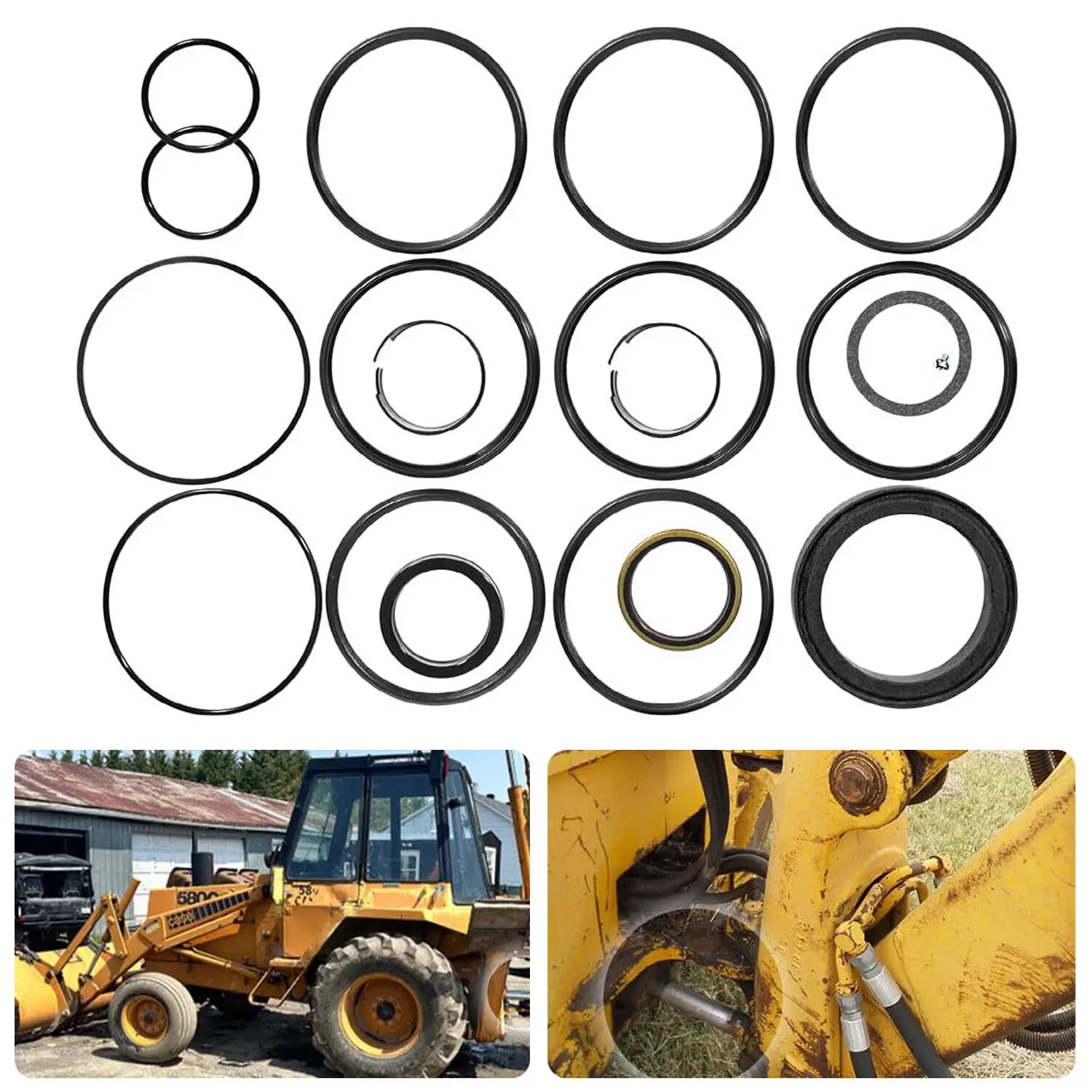 TML Rebuild/Repair Seal Kit for Case 580CK Model 33 Backhoe Swing Cylinder 1966-1971 with Snap-In/Press-In Wiper (1 Set)