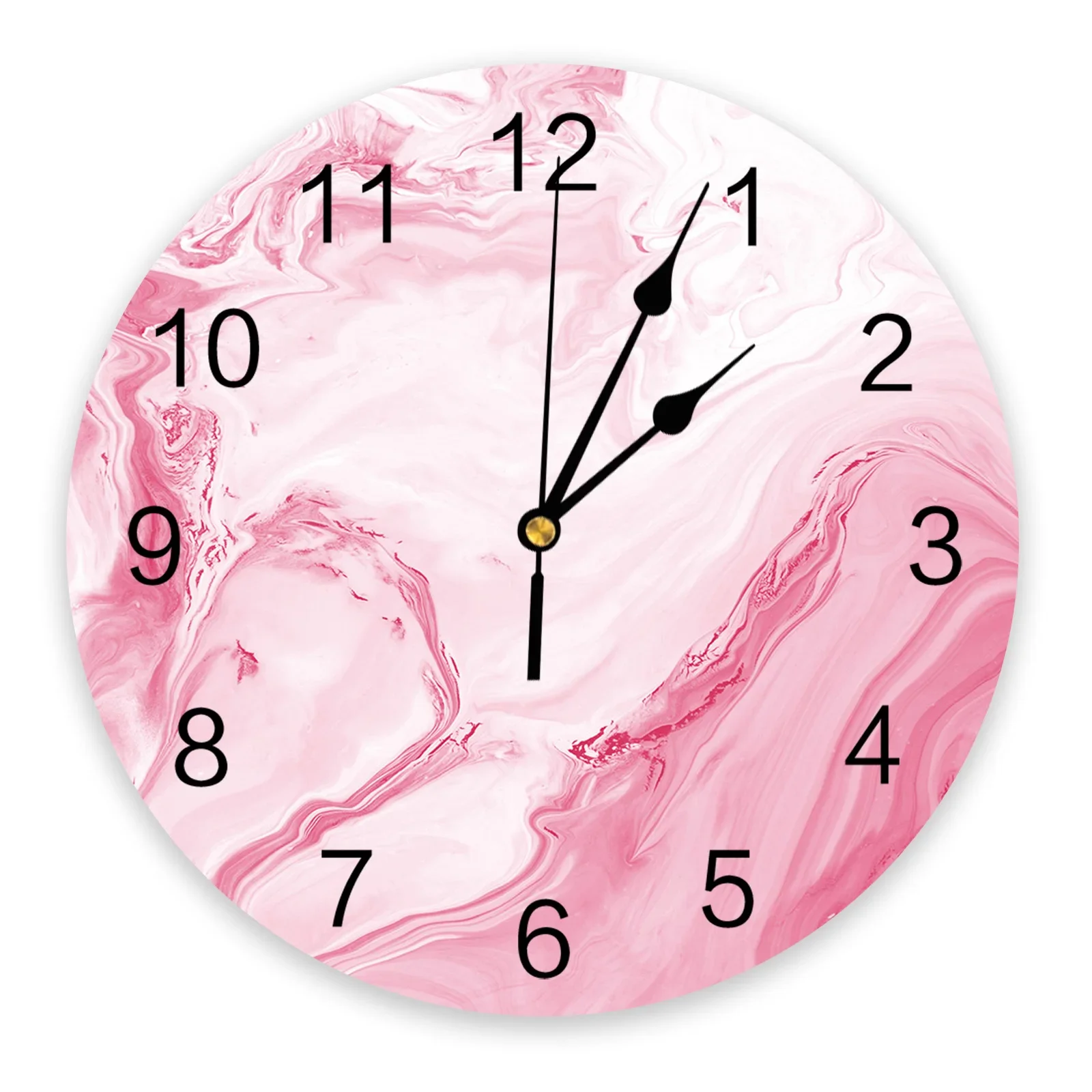 Marble Fluid Texture Pink Wall Clocks Silent Living Room Decoration Round Wall Clock Home Bedroom Kitchen Wall Decor Clocks