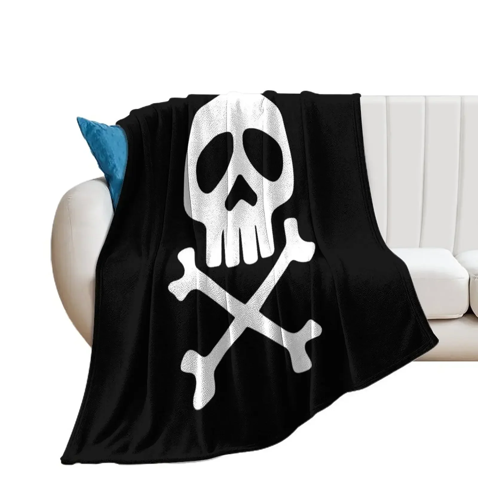 

Retro Captain Harlock Jolly Roger Men Women Throw Blanket Heavy Flannels wednesday Plaid on the sofa Blankets