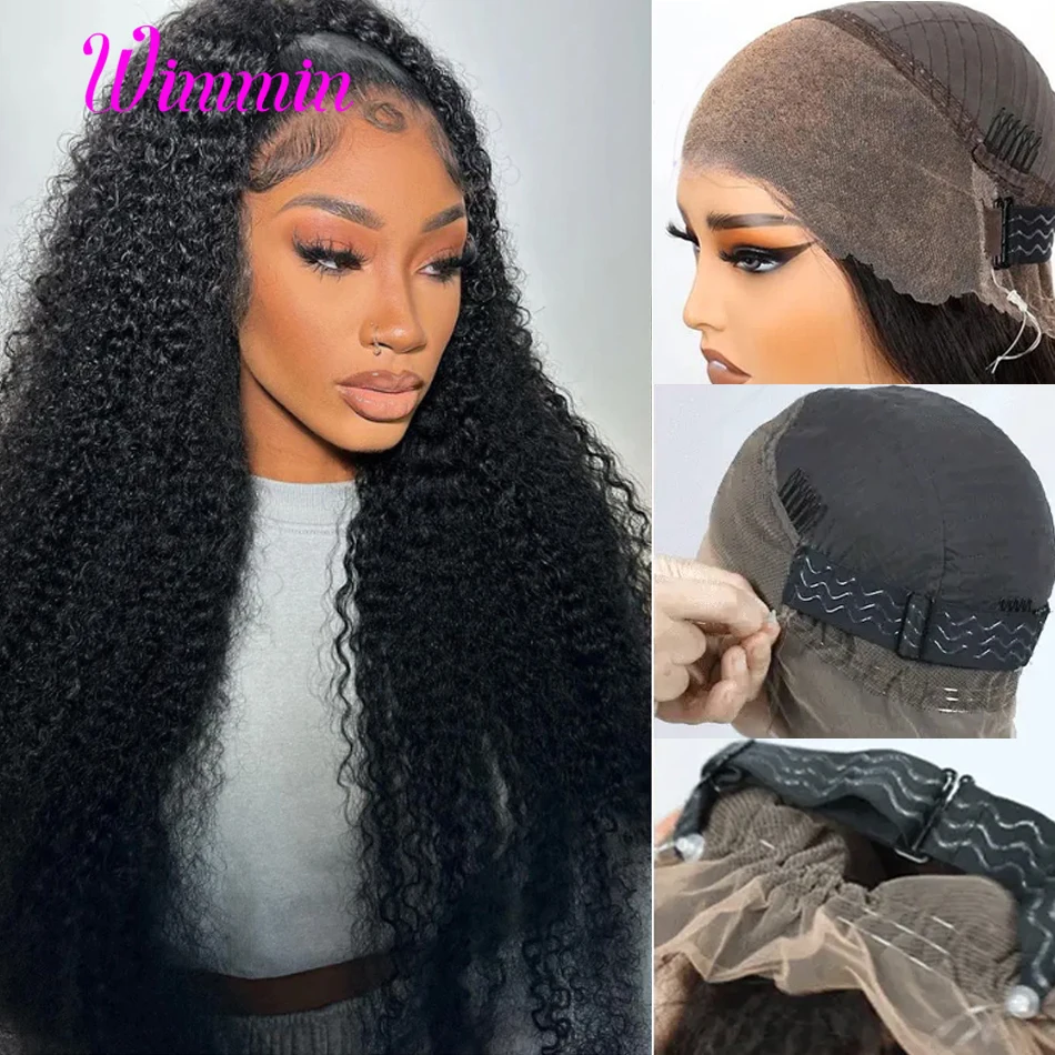 

Kinky Curly Invisi Strap Snug Fit 360 Transparent Lace Frontal Wig Glueless Human Hair Wigs Bleached Knots Pre Cut 360 Lace Wig