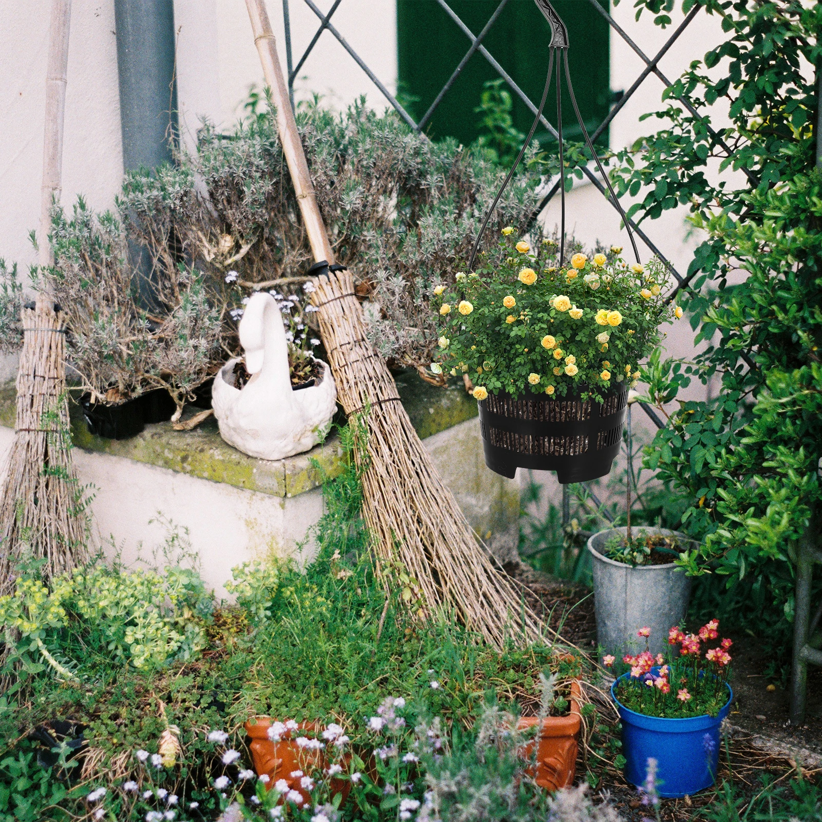 

5Sets Decorative Hanging Flowerpot Orchid Planting Pot Indoor Outdoor Use Safe Practical Longlasting Hanging Flowerpot