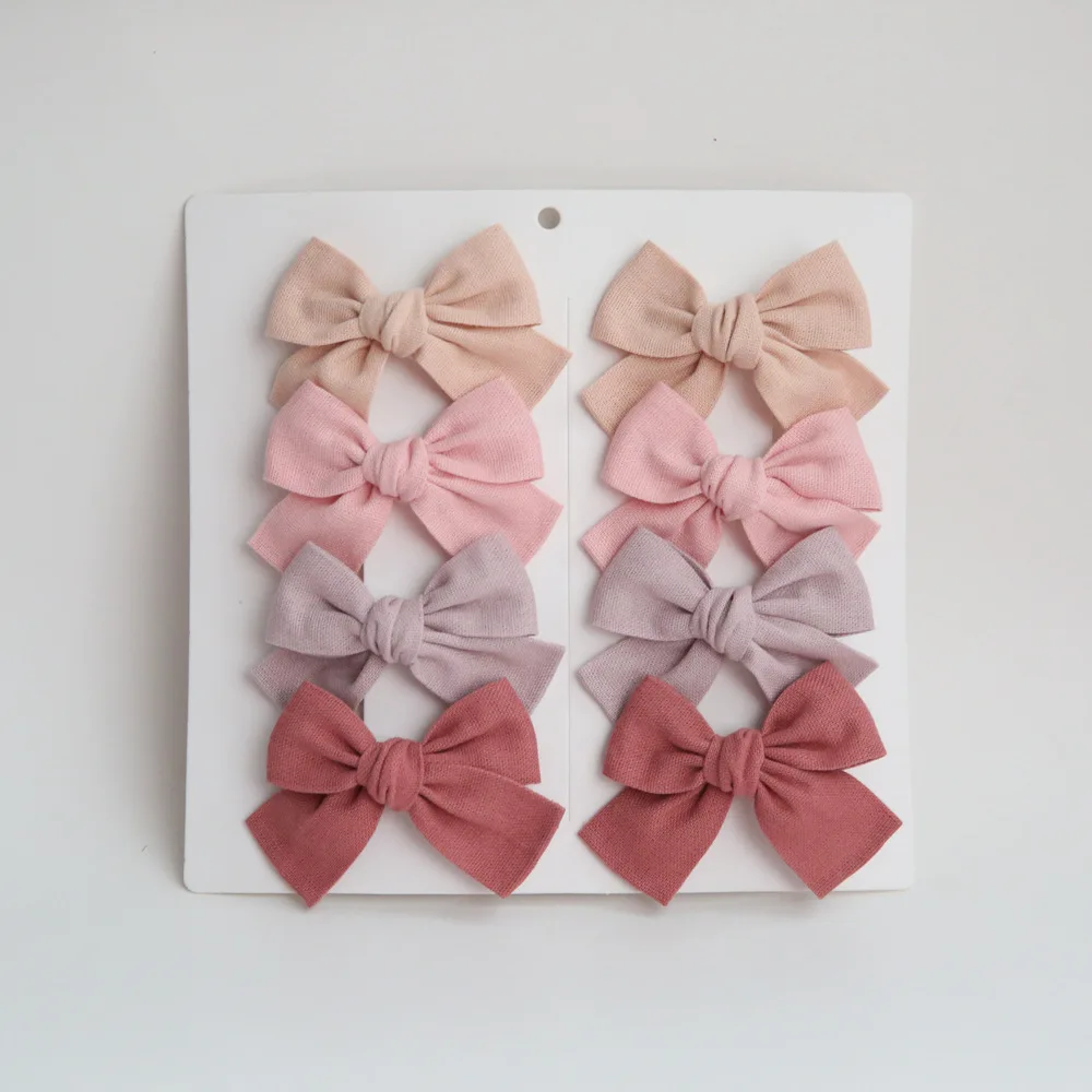 

Заколки с бантиком «Ласточкин хвост», 8 шт., детские тканевые аксессуары для волос, клетчатый комплект в горошек, бежевый, розовый, микс, нежная ручка, без скольжения, комплект для девочек