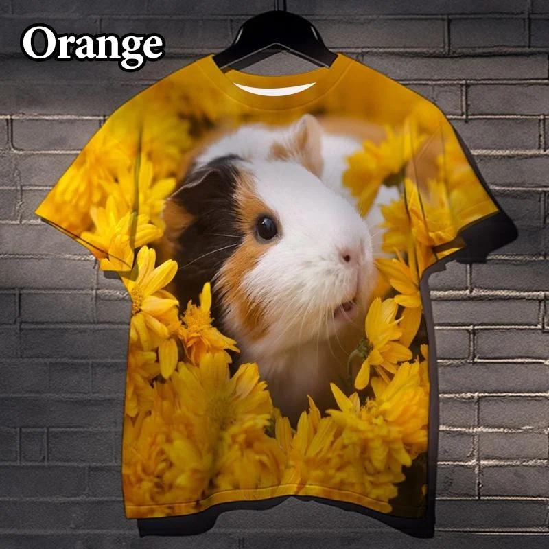 Personality Animal Cute Men's Guinea Pig Casual 3d Printed T-shirt Funny Harajuku Short Sleeve Tee