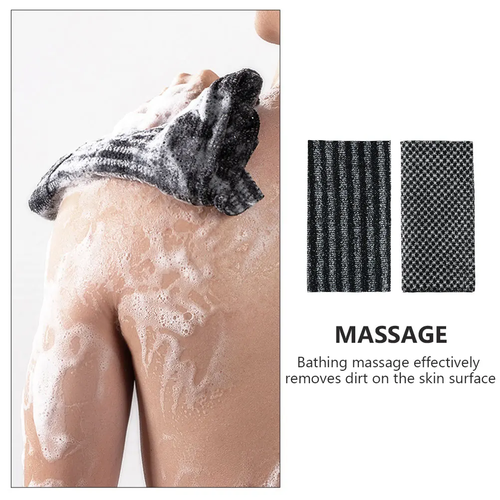 

2pcs Long Strip Bath Towel White Exfoliating Scrubbing Body Wash Cloth Back Massager Spa Bathing Cleansing Tools