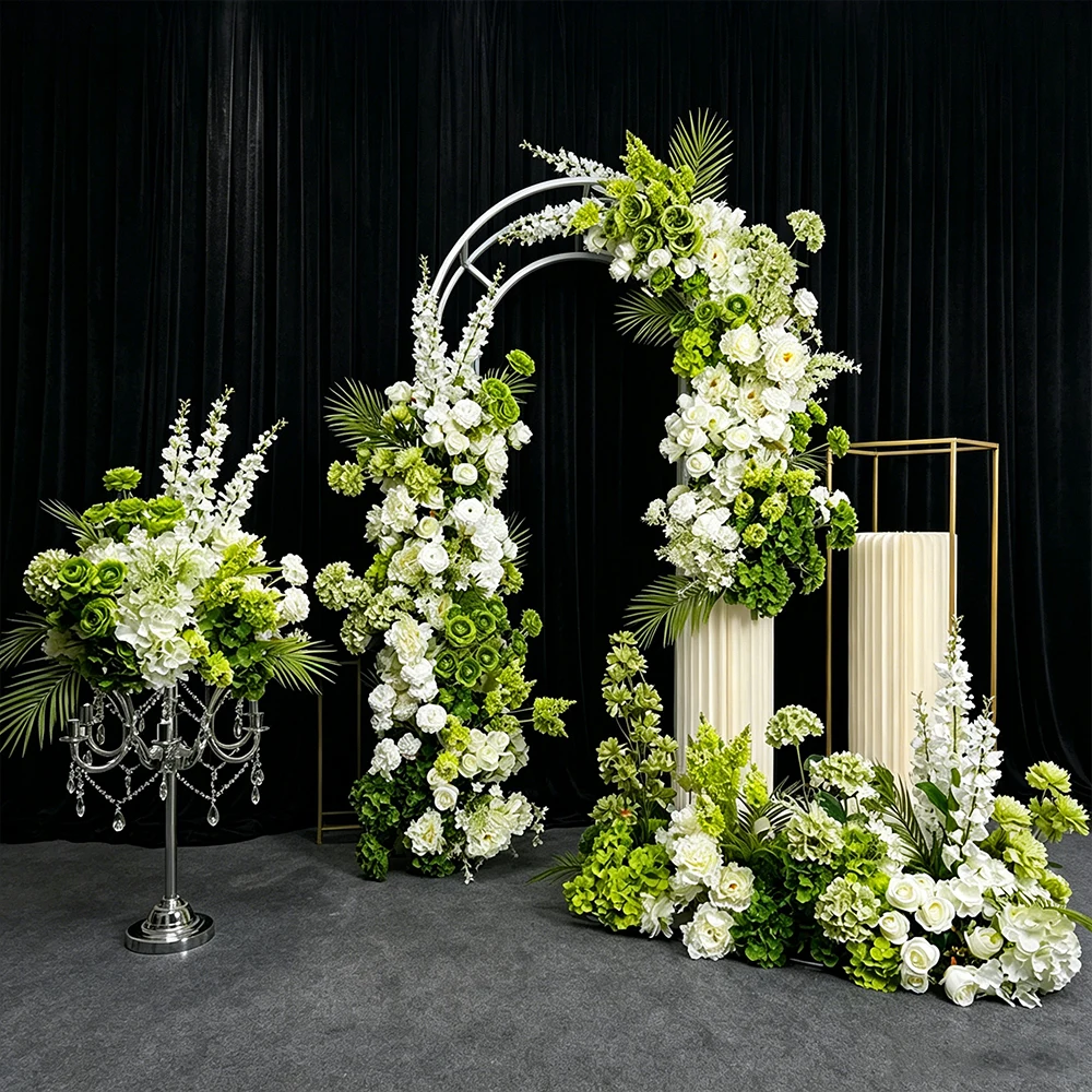 

Luxury White Green Arrangement Wedding Backdrop Arch Hang Flower Row Table Centerpiece Event Party Floor Floral Supplies Deco