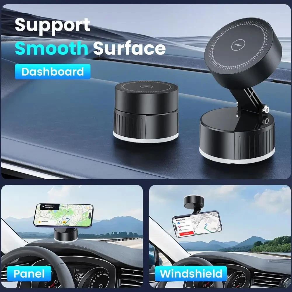 

Vacuum Magnetic Suction Phone Mount Double Sided Foldable Portable Car Phone Holder Lazy Kitchen Desk Stand