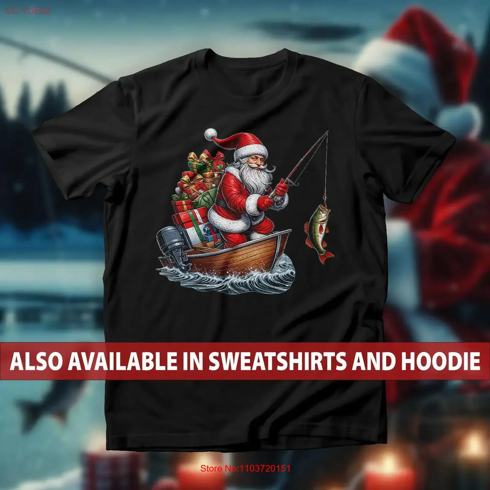 Camiseta de Natal Vintage para Pescadores: Suéter Festivo de Pesca com Tema de Grande Captura para Pescadores Aventureiros