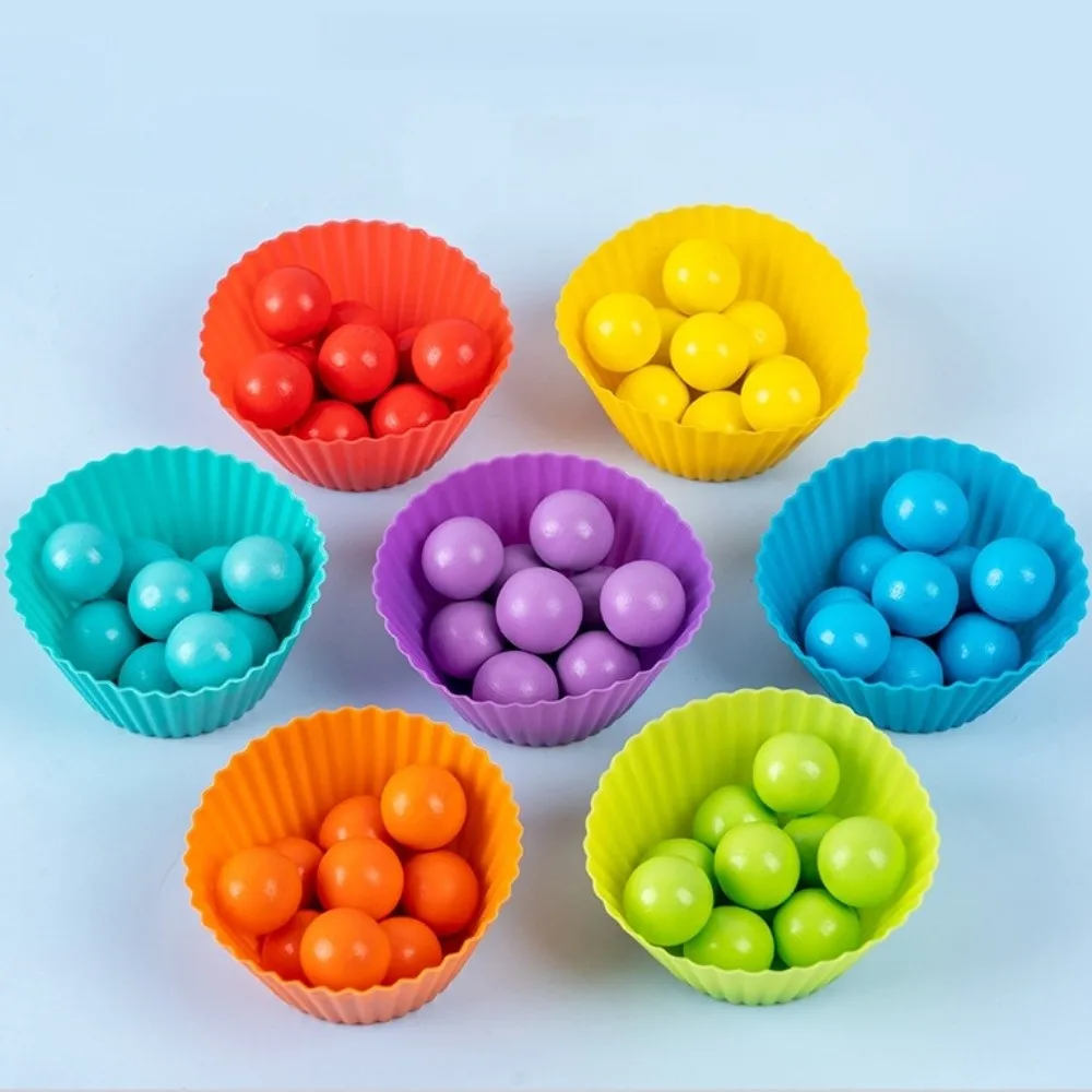 Wooden Clip Beads Fine Motor Training Early Educational Color Matching Beads Game Arithmetic Colorful Color Sorting Matching