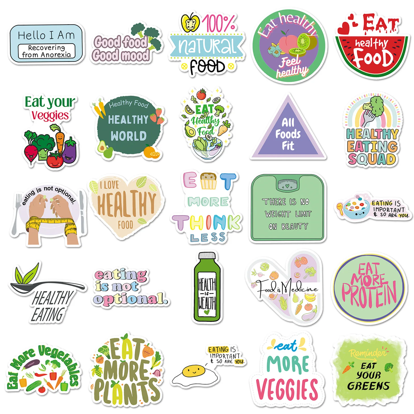 50PCS Healthy Food Stickers fo - Fitness Nutrition Diet ulasan dan harga