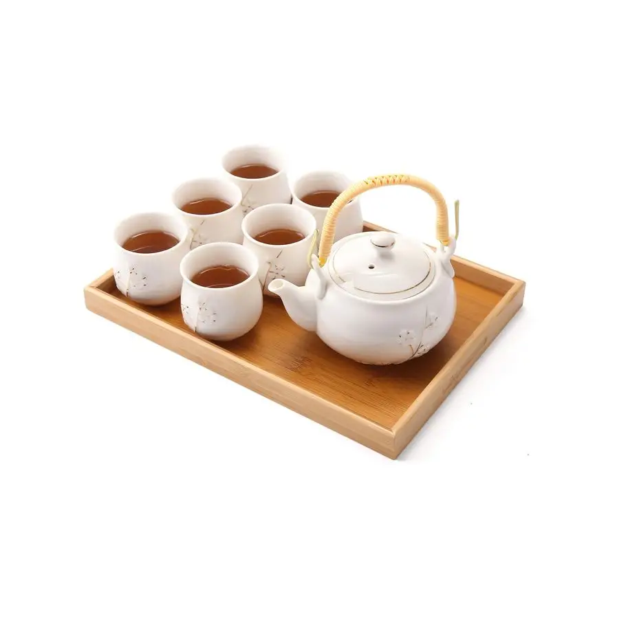

Tea Set, White Porcelain Tea Set with 1 Teapot Set, 6 Tea Cups, 1 Tea Tray, 1 Stainless Infuser, Cute Asian Tea Sets fo