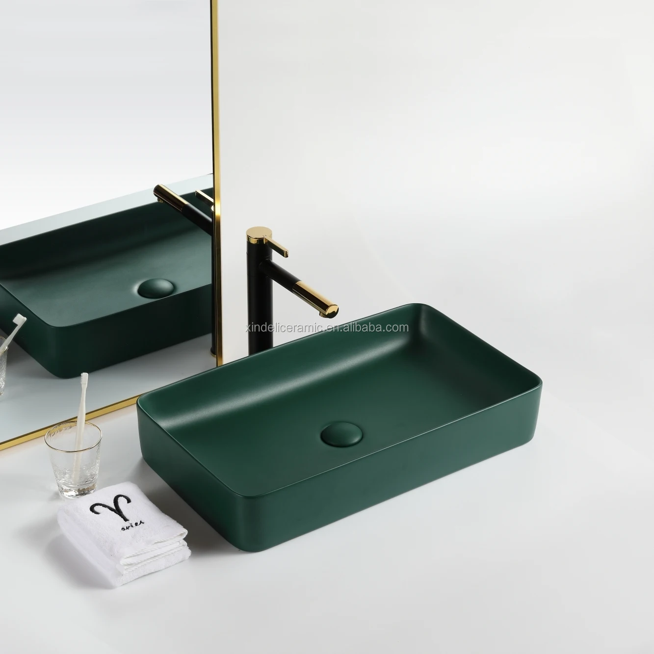 

New Color Wash Hand Art Basin Matte Green Colored Washing Basin Sink