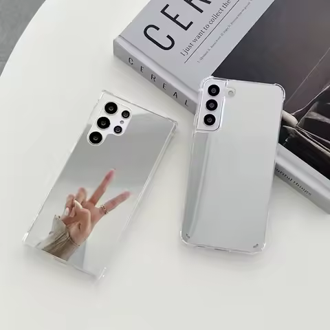 Makeup Mirror Phone Case For Samsung Galaxy S21 S22 S23 Plus Shockproof Back Cover For Samsung S25 S24 S23 S22 Ultra Mirror Case