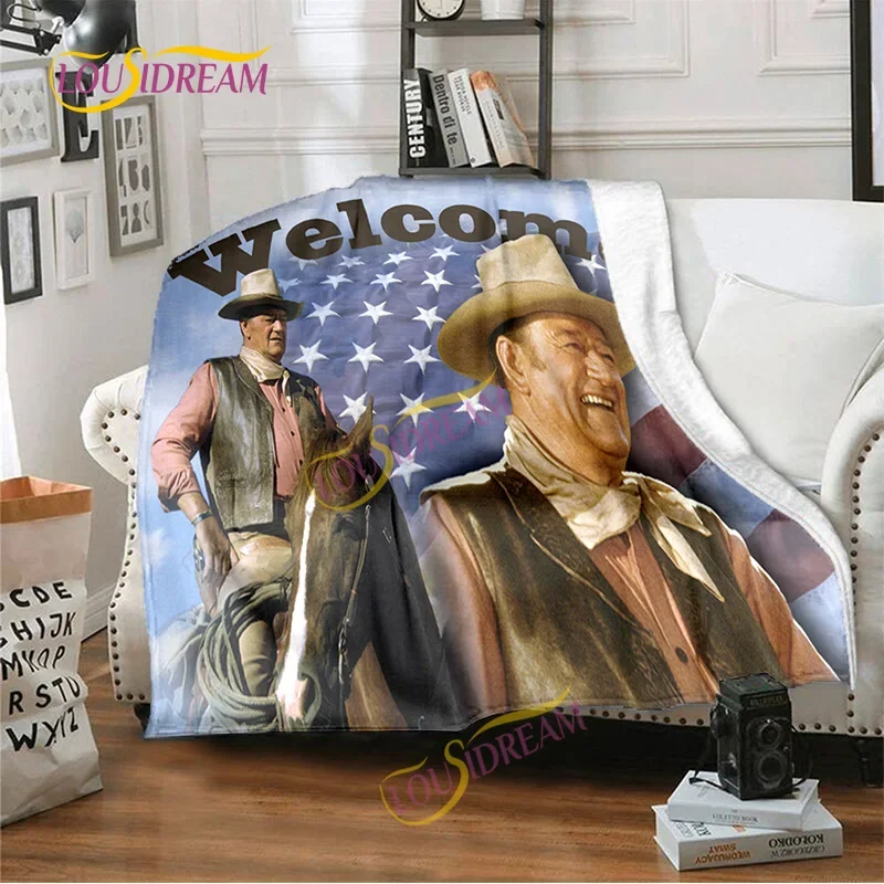 American Actor 3D Printed Blanket Flannel Famous John Wayne Blanket Sofa Blanket Travel Camping Bedspread Four Seasons Blanket.