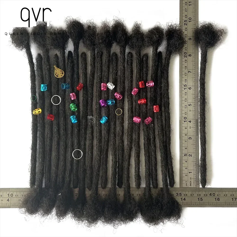 QVR Dreadlock Extensions de Cheveux Humains, Tresses au Crochet, Cheveux Organiques, Faux Serrures, 0.4 cm, 0.6cm