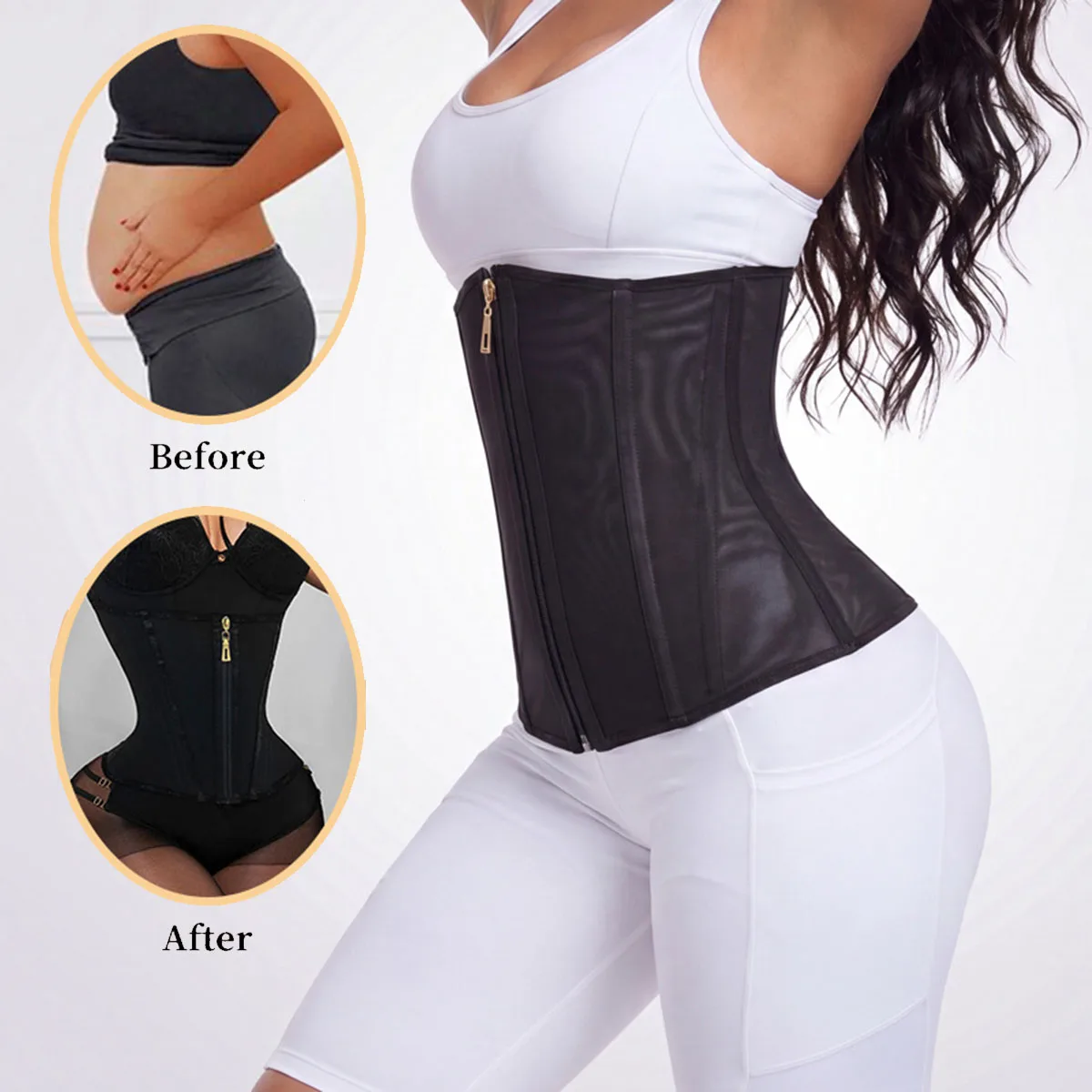Korsett-Taillentrainer, doppelt gepresster Cincher, Unterbrustkorsett, Körperformer, Shapewear, Bustier, Schlankheits-Trimmer, Sanduhr-Mieder – Detail 4