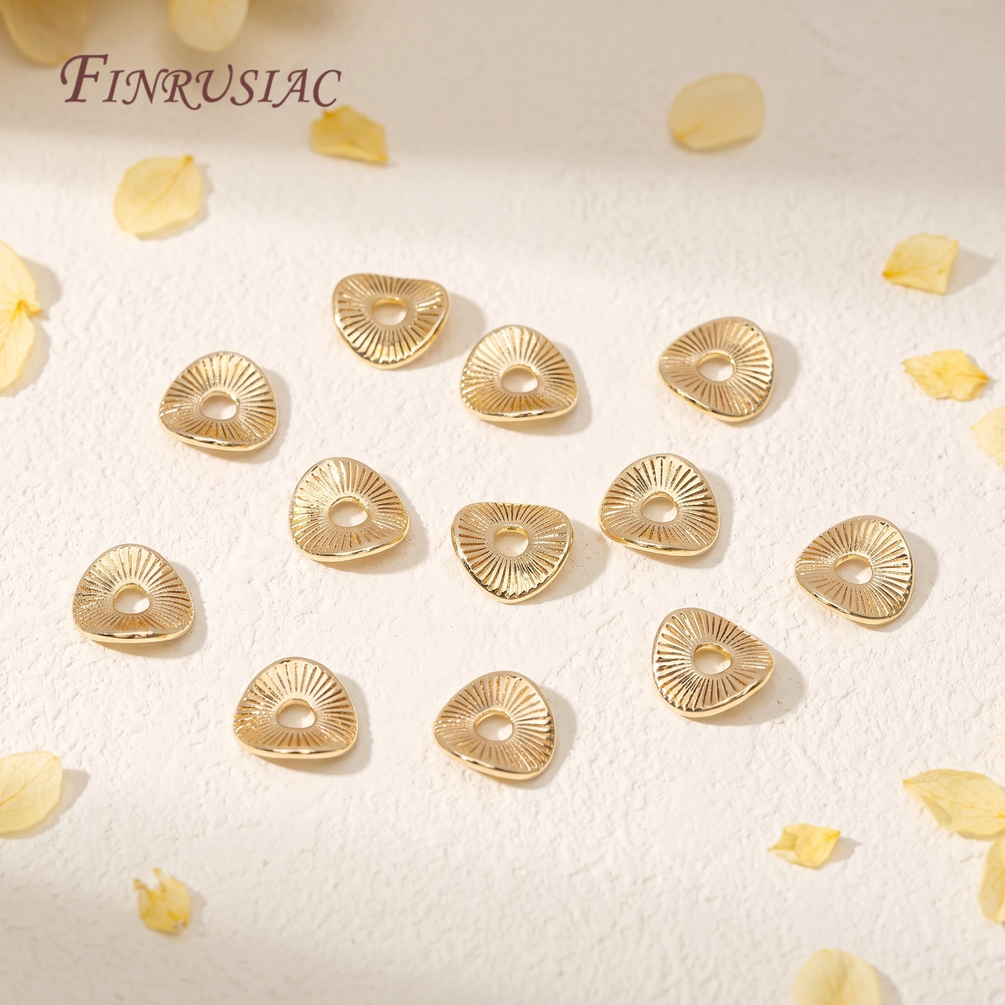 18K Gold Plated Brass Round Curved Brushed Disks Spacer Beads Jewelry Making Supplies DIY Necklace Bracelets Accessories