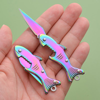 Folding Knife Creative Shark Mini Knife Outdoor Tactical EDC Tool Knife Portable Cutter Express Keychain Fruit Pocket Knife