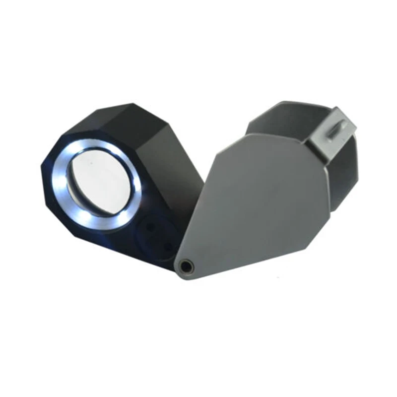 Gem Magnifier 10 x 21mm Mini Folding Illuminated Loupe Pocket Jewelers 10X Magnifying Loupe with LED Light