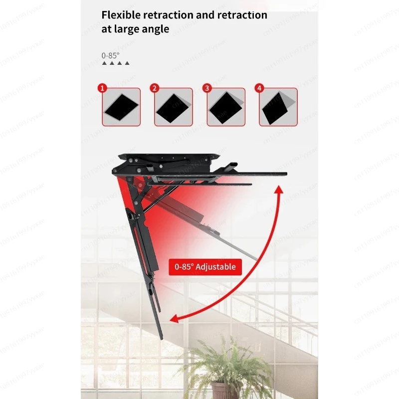 Remote control electric ceiling TV hanger | Retractable flip type, suitable for inclined roof/attic