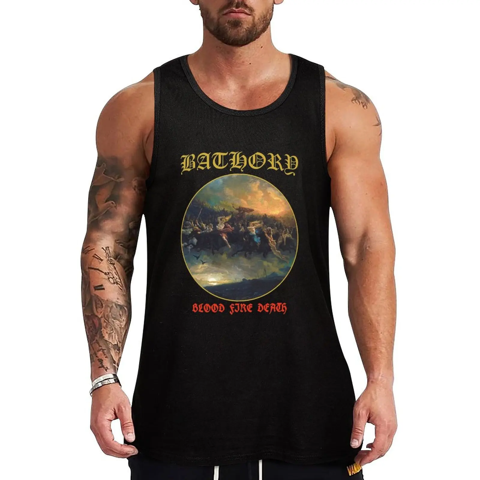 

Bathory Blood Fire Death Tank Top Gym t-shirt man Man clothes for gym gym shirts sleeveless