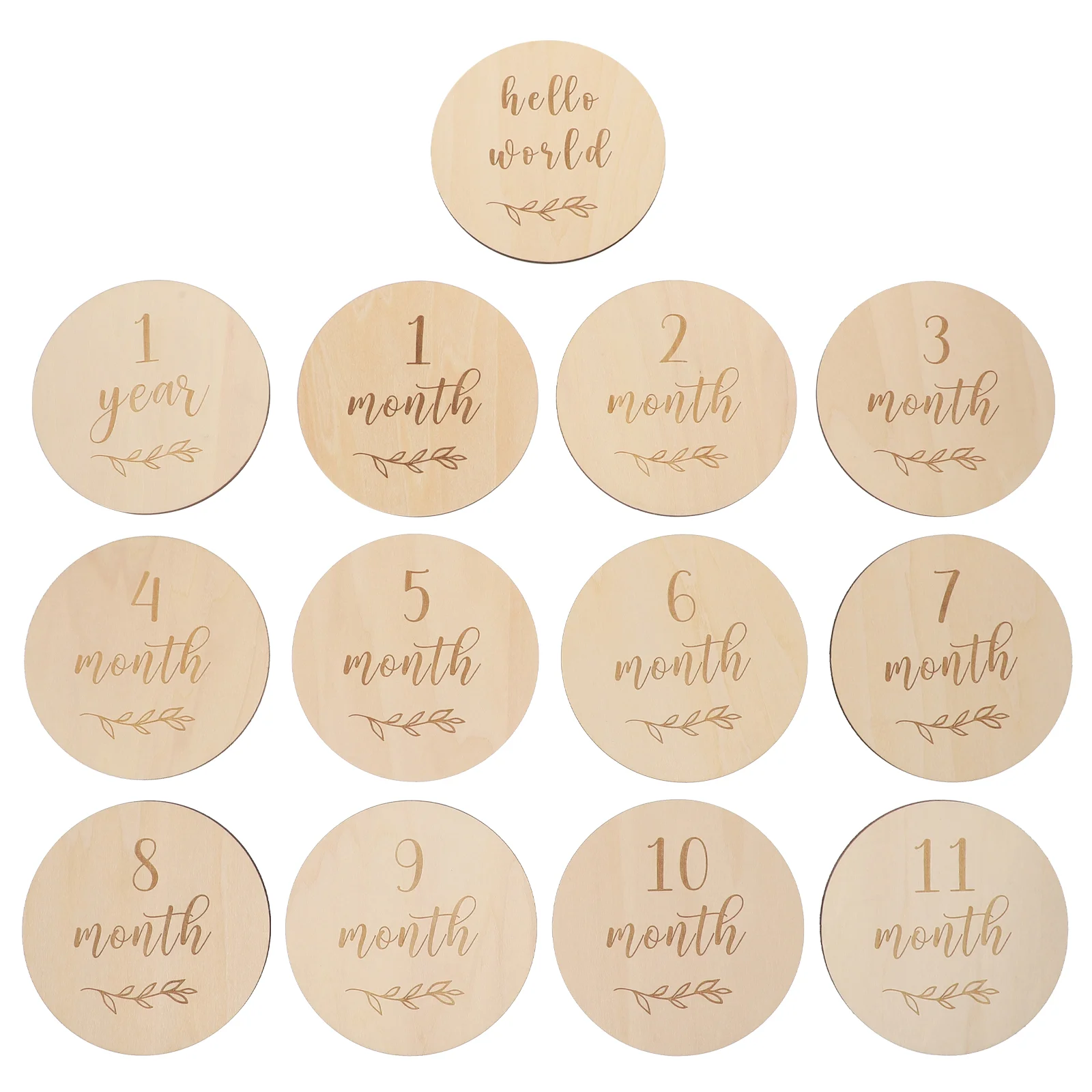 Photograph Wood Chips Monthly Cards Baby Shower Gifts Newborn Milestone Announcement Growth Infant Wooden Birth