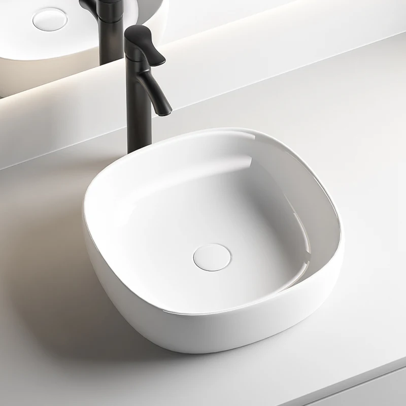 

Modern white ceramic hotel bathroom sink art wash basin design hotel project