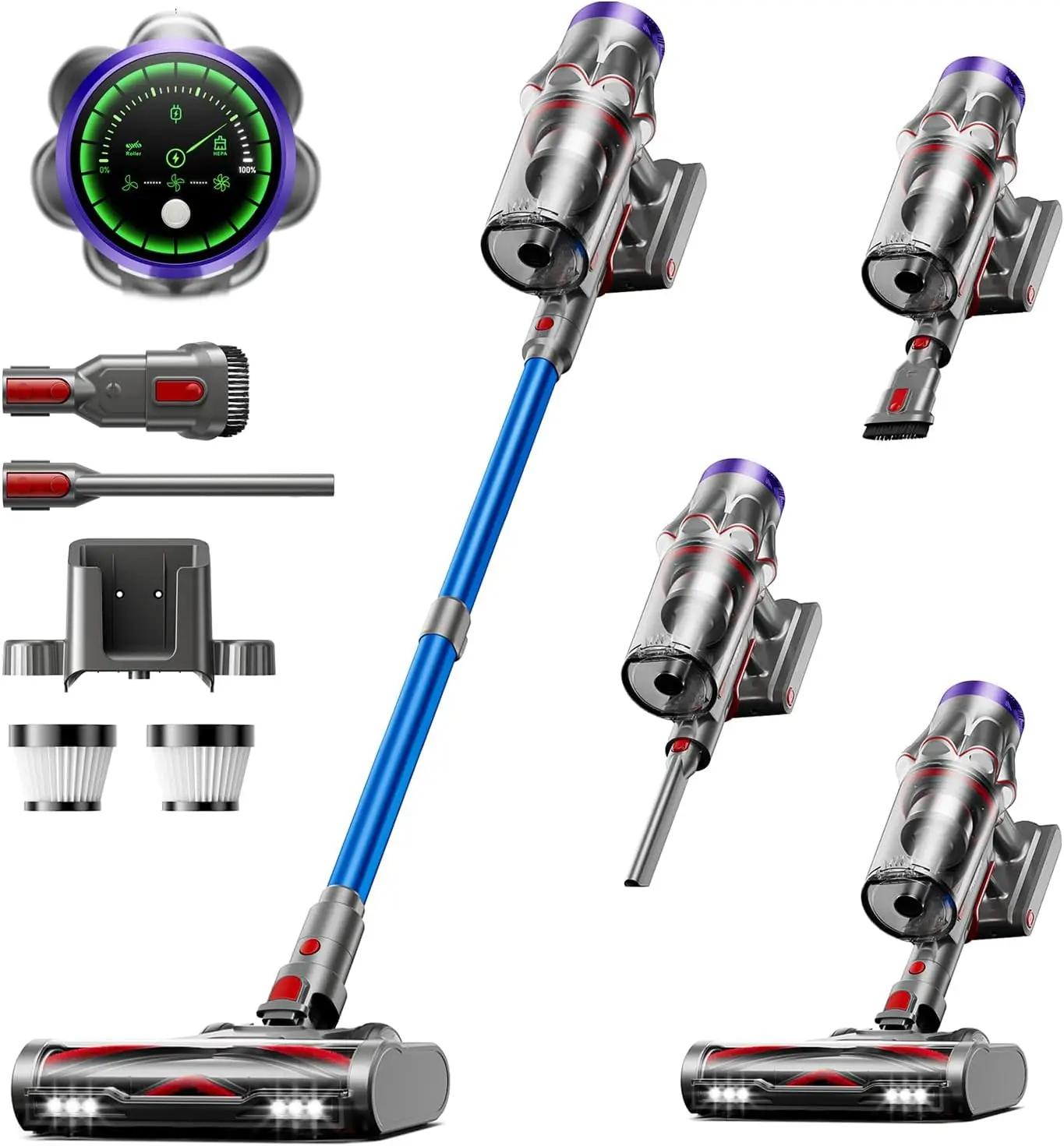 

Беспроводной пылесос, 55 кПа, 650 Вт, 70 минут работы, для дома, с защитой от запутывания, самонесущий, с ароматизированным таблеточным фильтром и улучшенным контейнером для сбора пыли