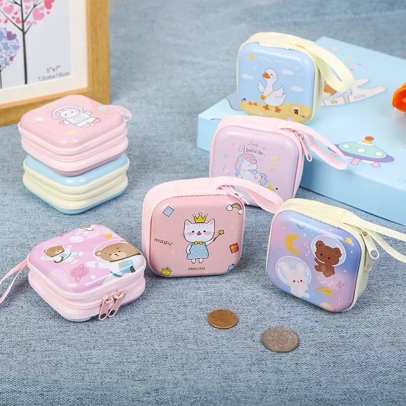 1 pezzo Kawaii Cartoon Mini Organizer di cancelleria simpatico orso coniglio portamonete auricolare portatile cavo dati di stoccaggio bak a scuola