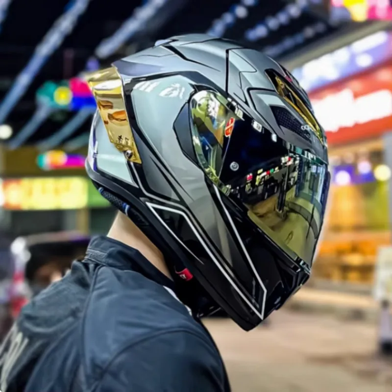 

DOT Standard ABS Material Dual Visor Full Face Helmet Washable Lining With Eelctroplated Tails