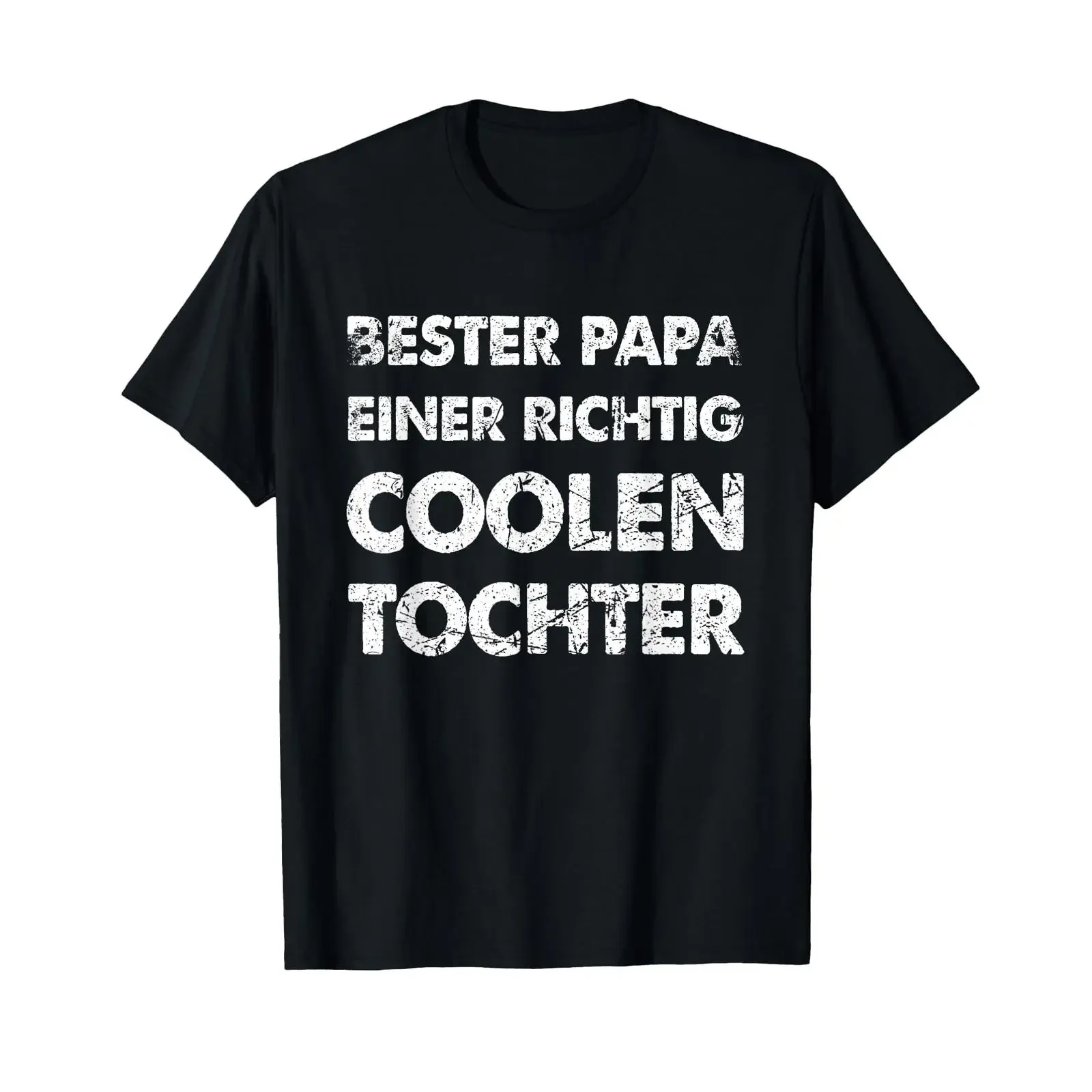 Футболка с немецким текстом Bester Papa Einer Richtig Coolen Tochter, черная, винтажная, с эффектом потертости, дизайнерская одежда, с принтом, эластичная.