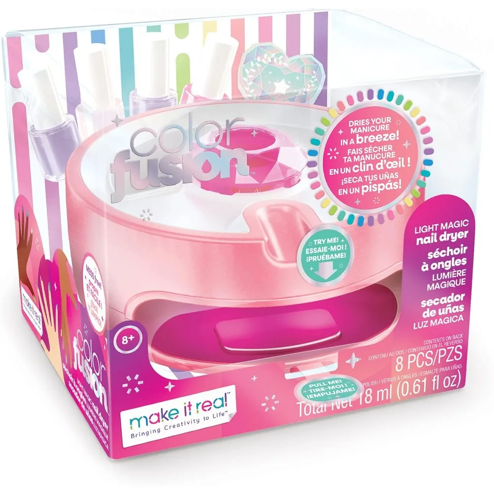 

- Сушилка для ногтей Color Fusion Light Up — Детский маникюрный набор с сушилкой — Набор лаков для ногтей для девочек и подростков — включает в себя 4 лака для ногтей